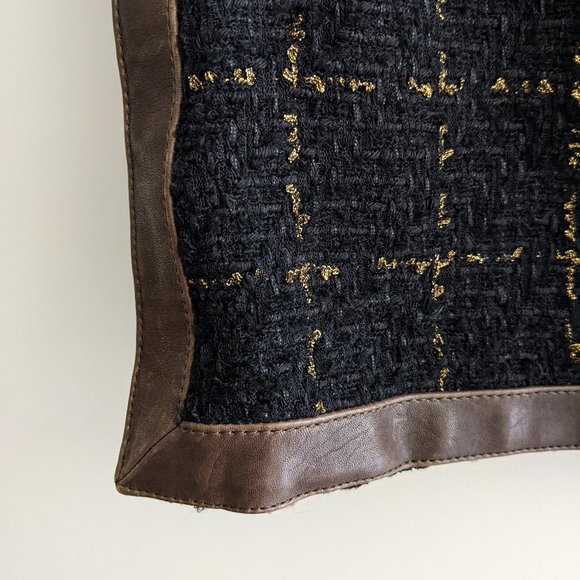 Chanel Skirt Black+Gold Fantasy Tweed Lambskin Trimmed Logo Side + Pocket Zipper - Picture 2 of 16